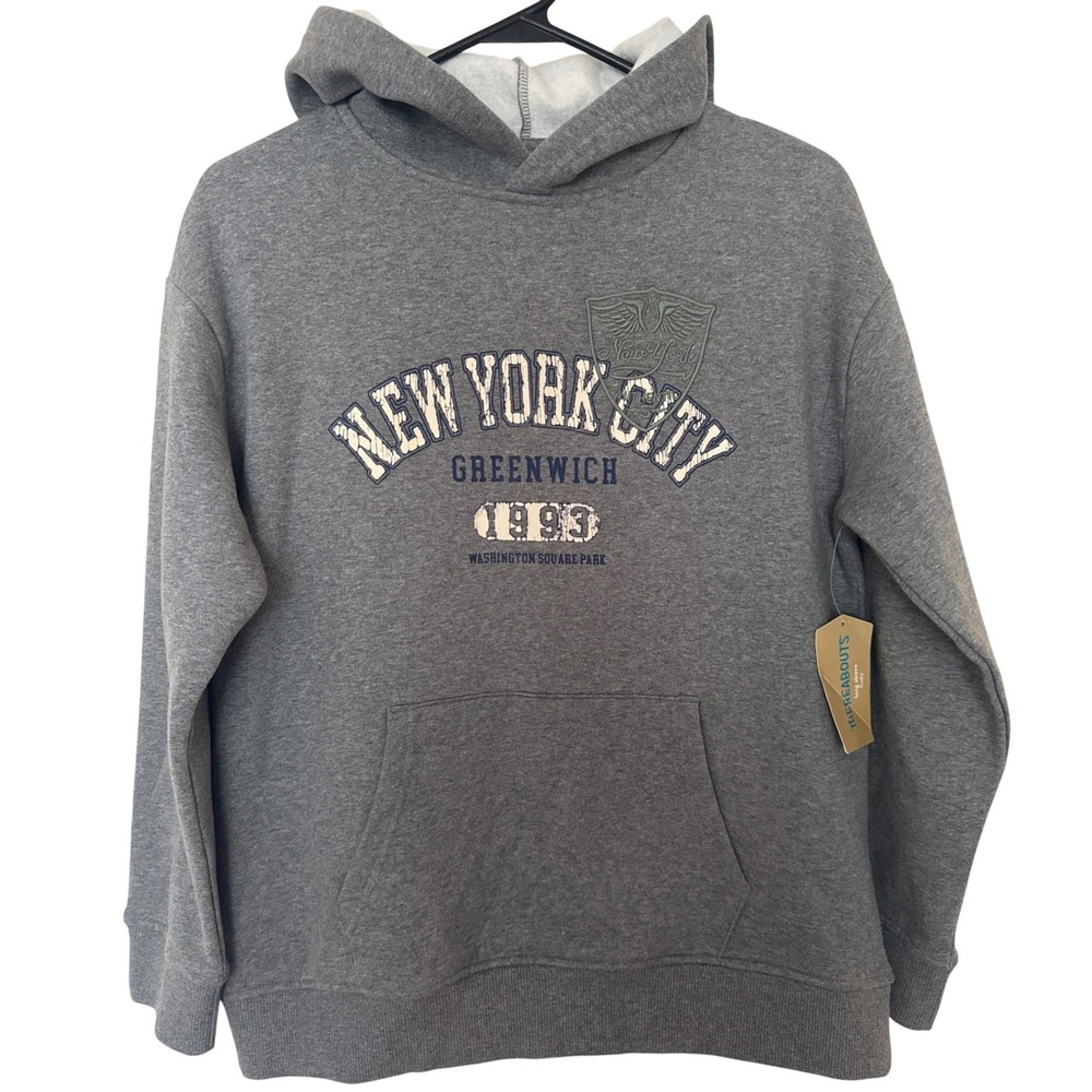 Thereabouts Hoodie Boys M 10/12 H Grey NYC Greenwich 1993 Graphic Sweatshirt